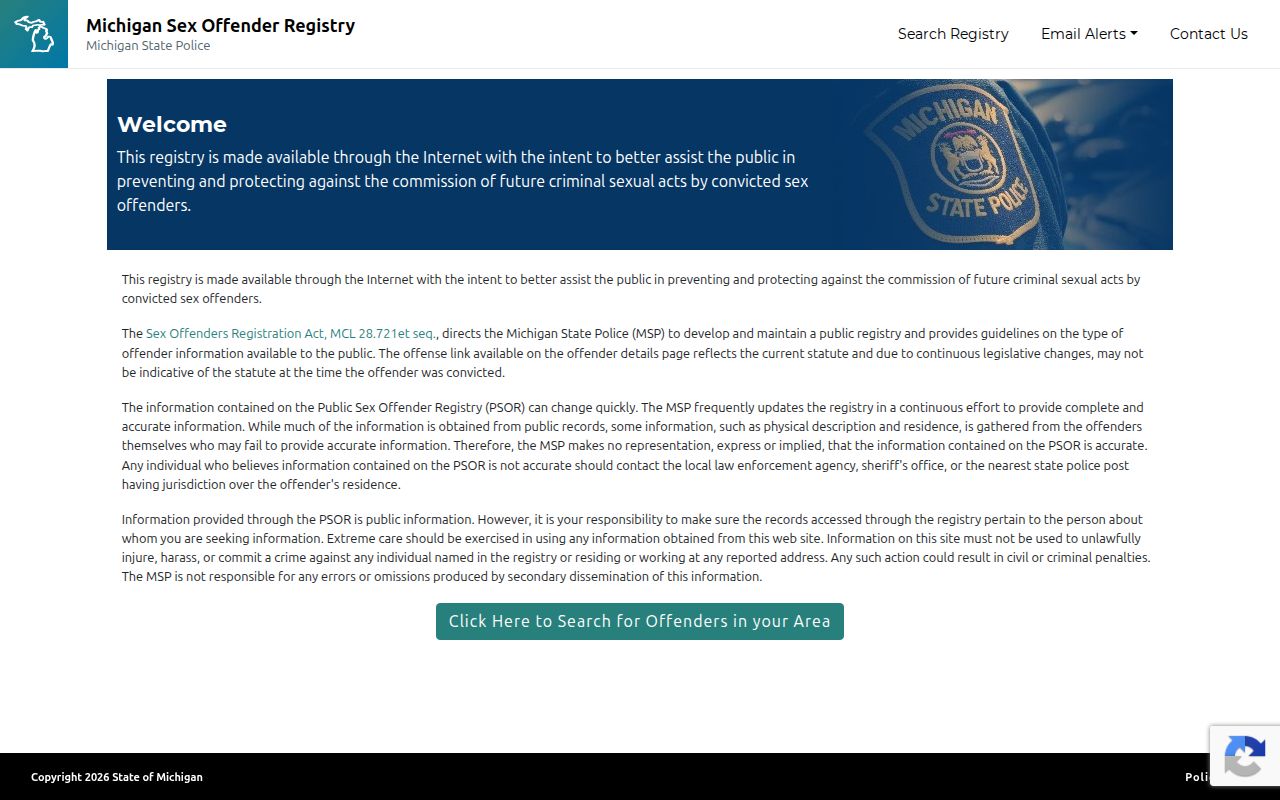 Dickinson County criminal history and Michigan PSOR search