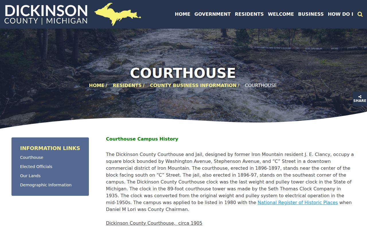 Dickinson County criminal records courthouse history