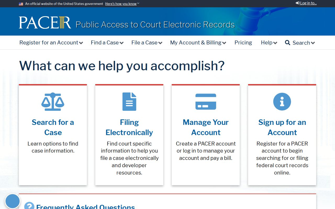 PACER federal court record access for Norway criminal history research