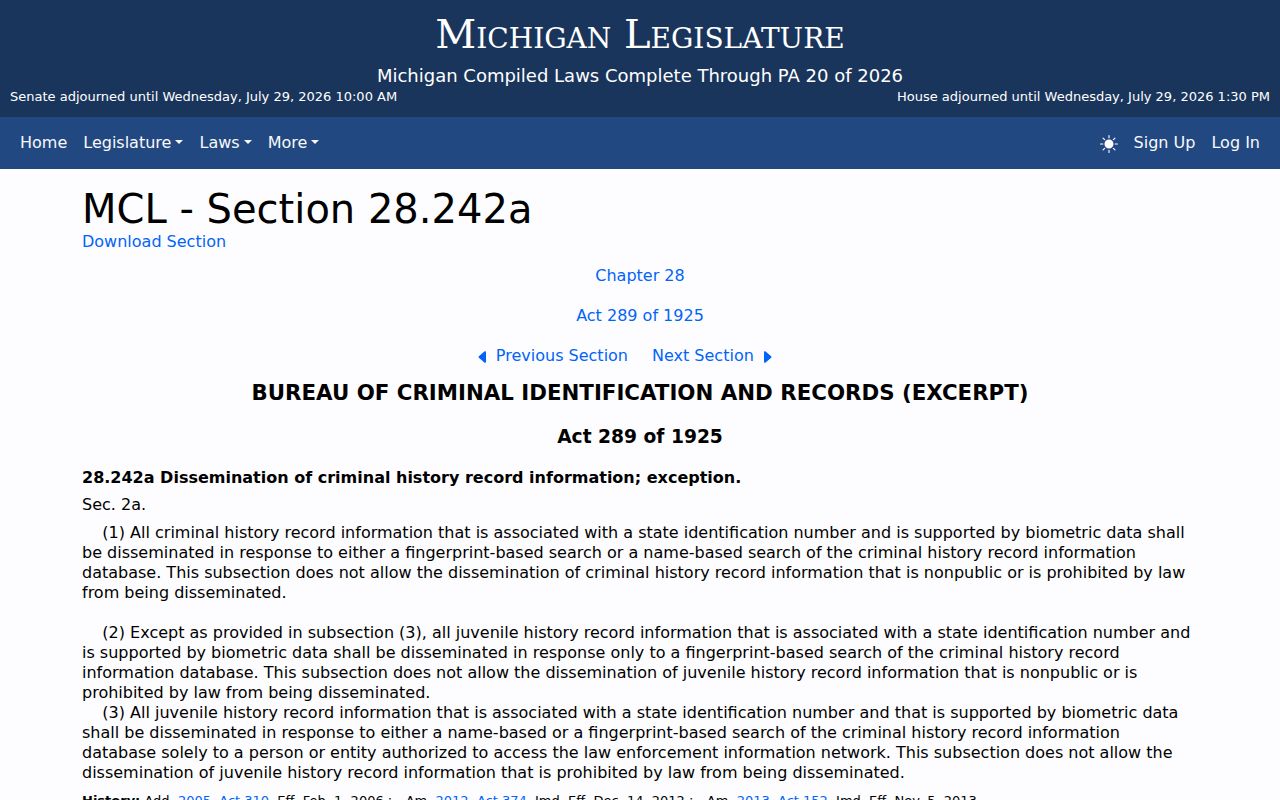 Michigan ICHAT public criminal history law for Norway criminal record searches